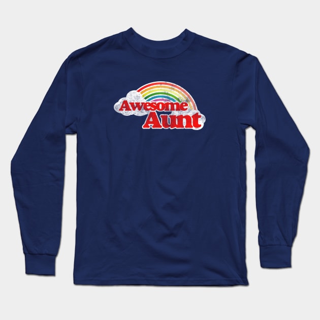 Awesome Aunt retro rainbow Long Sleeve T-Shirt by bubbsnugg